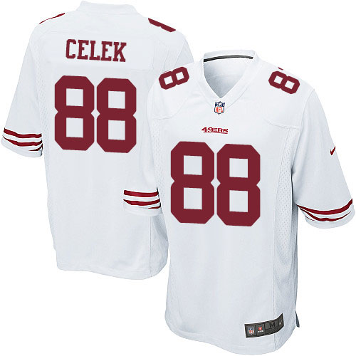 Men's Game Garrett Celek Nike Jersey White Road - #88 NFL San Francisco 49ers